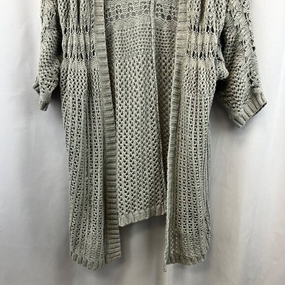 Aeropostale Womens Open Knit 3/4 Sleeve Cardigan Open Front Gray Size XS - Picture 4 of 8